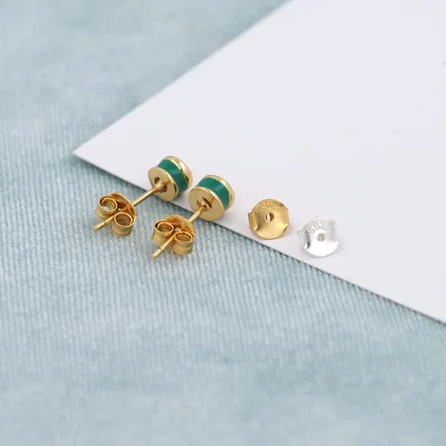 Miniatura 3 de 16 unidades/8 pares de aretes chapados en oro de 18 quilates para tachuelas, de plata de ley 925, no se decolora, seguro, hipoalergénico seguro