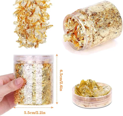 Miniatura 2 de Hojas de oro en copos, hojas de lámina dorada para resina, 10g de copos de lámina metálica, para arte de uñas, pintura, manualidades, fabricación