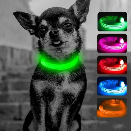 Miniatura 10 de Candofly Collar de perro con luz para cachorros, collar de perro LED recargable por USB para perros pequeños y gatos caminatas nocturnas (XS, rosa)
