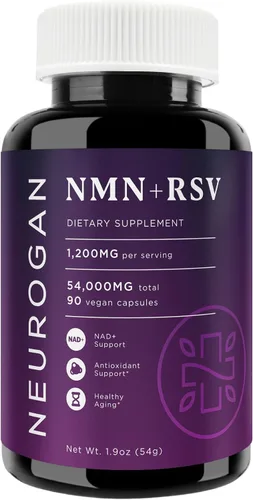 Neurogan Cápsulas NMN + Resveratrol – Salud celular y apoyo energético – 1200 mg de mononucleótido de nicotinamida y trans-resveratrol por porción,