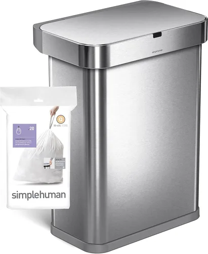 Miniatura 5 de simplehuman Code Q Bolsas de basura con cordón de ajuste personalizadas en paquetes con dispensador, 60 unidades, 50-65 litros / 13.2-17.2 galones