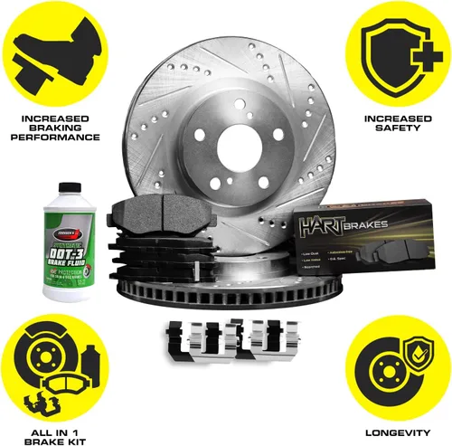 Miniatura 4 de Hart Brakes Kit de frenos y rotores traseros Pastillas de freno traseras Rotores y pastillas de frenos Pastillas de freno y rotores