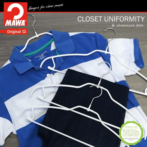Miniatura 6 de Mawa by Reston Lloyd Silhouette - Percha de camisa antideslizante que ahorra espacio con barra para pantalones y ganchos para falda, estilo 42/FTU