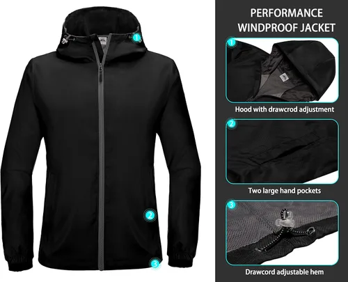 Miniatura 4 de Mapamyumco Men's Windbreaker Lightweight, Windproof Hooded Golf Jacket, Stretch Water-Resistant