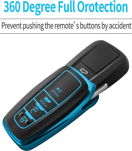 Miniatura 4 de Compatible con Funda para Llave de Toyota con Llavero, Carcasa Blanda de TPU para 2019-2025 Rav4 2019-2024 Camry 4 Runner 2020-2022 Highlander Azul