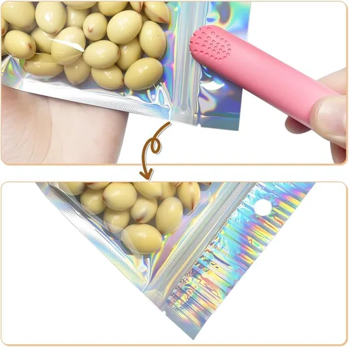 Miniatura 5 de 50 bolsas holográficas de Mylar de 5.5 x 7.8 pulgadas, bolsa resellable con cremallera, bolsas a prueba de olores para embalaje, muestras de brillo