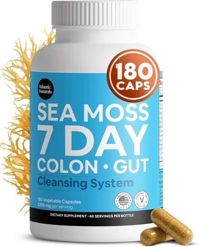 Atlantic Naturals Sea Moss - Colon e intestino de 7 días | Enriquecido con cáscara de psyllium, polvo de senna, cúrcuma y hierbas | Apoya la salud