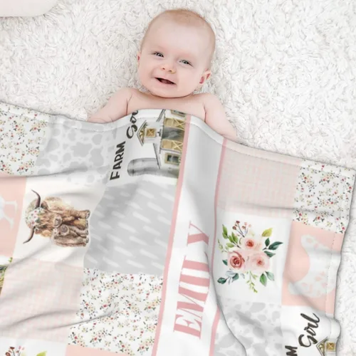 Miniatura 2 de Manta de bebé personalizada para niñas, manta de bebé personalizada con nombre, manta suave con nombre personalizado, manta de guardería rosa Tema
