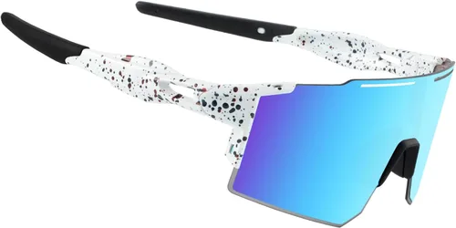 Miniatura 26 de OULAIQI Gafas de sol de ciclismo, polarizadas, para hombres y mujeres, con 1 lente o 3 lentes intercambiables, gafas de béisbol Rojo