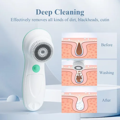 Miniatura 3 de Cepillo de limpieza facial TOUCHBeauty, cepillo giratorio de 360 grados con soporte conveniente, impermeable dispositivo de limpieza profunda, Negro