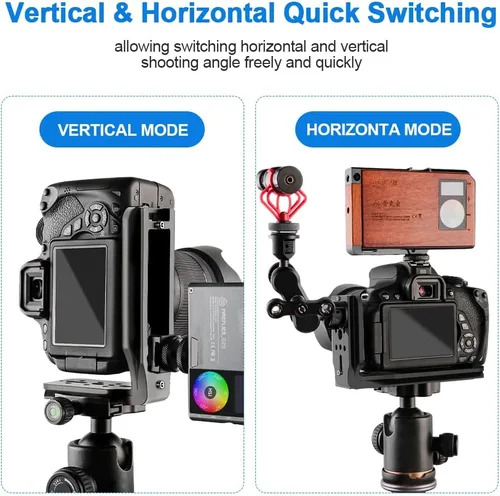 Miniatura 3 de (Real Single One) Cámara DSLR Soporte L Placa de liberación rápida Vertical Horizontal Trípode de conmutación Compatible con Canon Nikon Sony DJI