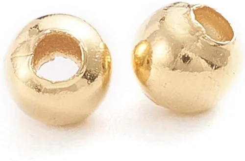 Miniatura 2 de Pandahall - 500 cuentas espaciadoras redondas lisas doradas de 0.118 pulgadas de acero inoxidable 304 sin costuras, cuentas pequeñas de metal