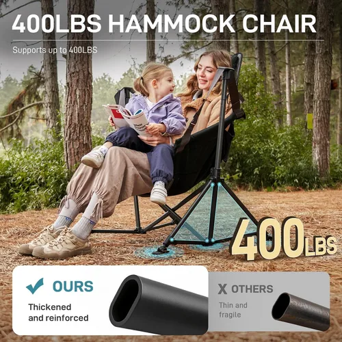 Miniatura 4 de EVER ADVANCED Hamaca acolchada de gran tamaño, silla columpio compacta y resistente con múltiples bolsillos de almacenamiento, silla mecedora