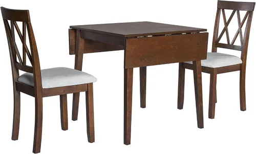 Miniatura 9 de P PURLOVE Juego de comedor de 3 piezas para cocina, juego de mesa de comedor de madera con mesa de comedor de hojas abatibles y 2 sillas tapizadas