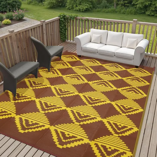 Miniatura 18 de Anidaroel Alfombras de exterior de 6 x 9 pies para patios, impermeables, reversibles, de plástico tropical, alfombra de campamento, alfombra grande