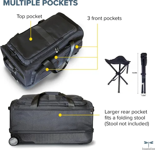Miniatura 16 de Travolution Dance Bag with Garment Rack, 28 Inch Rolling Duffel With Wheels, Ideal for Competitions & Travel, Easy-assembly Lightweight Aluminum
