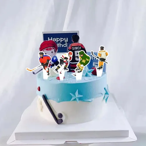 Miniatura 3 de 48 piezas de decoración de cupcakes de hockey para jugador de hockey sobre hielo para fiestas temáticas de hockey sobre hielo, fiestas temáticas