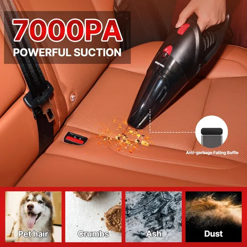 Miniatura 3 de Shop-Vac Aspiradora de coche de 12 V, aspiradora portátil con potente succión de 7000 Pa, aspiradora de mano con cable de 16 pies y bolsa