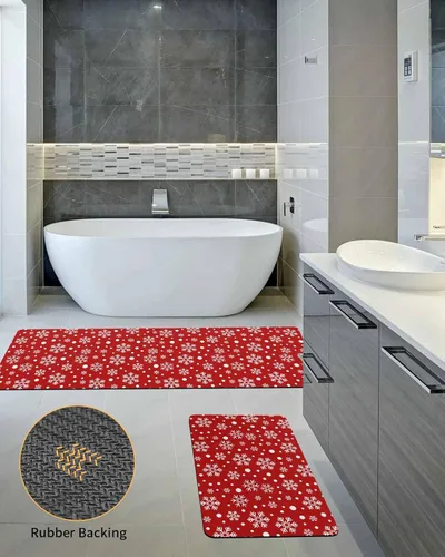 Miniatura 5 de Tapete de baño de copos de nieve de Navidad para bañera, antideslizante, de secado rápido y absorbente, tierra de diatomeas, fregadero, dormitorio