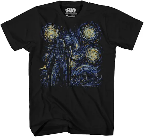 Miniatura 3 de STAR WARS Starry Night Darth Vader Van Gogh Men's Adult Graphic T-Shirt Black