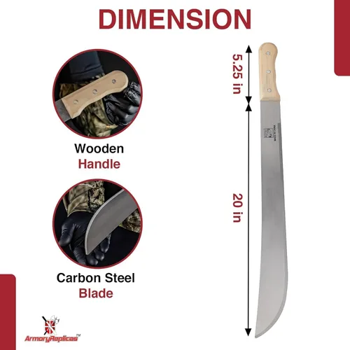 Miniatura 2 de Armory Replicas Cuchillo de machete de espiga completa - Herramienta multiusos para acampar al aire libre