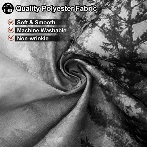Miniatura 5 de ORTIGIA 36x72 Cortina de ducha de bosque nebuloso para baño pequeño, cortina de ducha estrecha de naturaleza y bosque en blanco y negro con ganchos