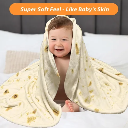 Miniatura 3 de HDFK Manta de Tortilla Tamaño Adulto Beige Amarillo de Doble Cara Throw Taco Mantas de Comida Realista Ligeras de Franela de Forro Polar Elefante