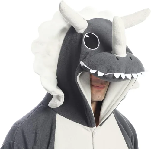 Miniatura 3 de dressfan Disfraz de dragón de Triceratops de animal, disfraz de dinosaurio, Navidad, Halloween, cosplay, pijama, unisex, para adultos y adolescentes
