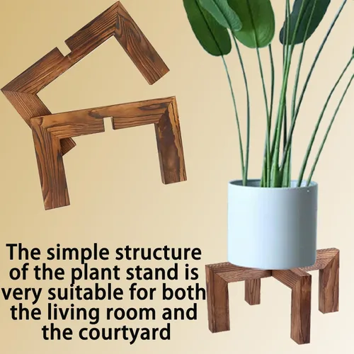 Miniatura 4 de Soporte para plantas de interior, soporte de madera para macetas, adecuado para macetas de 5 a 12 pulgadas, hogar y jardín (color madera, 1 unidad)