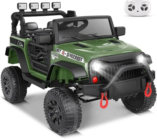 Miniatura 8 de Hikole Auto de paseo de 24 V con control remoto, vehículos a pilas para niños y niñas, motores mejorados de 2 × 200 W, camión con ruedas eléctricas
