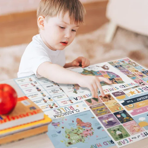 Miniatura 7 de KINGPRINT - 16 pósteres educativos laminados para niños pequeños (11 x 17 pulgadas), pósteres bohemios para aula, imprescindibles para la escuela
