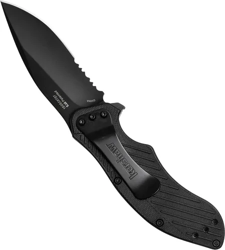 Miniatura 4 de Kershaw - Cuchillo de bolsillo de choque, dentado negro (1605CKTST); hoja de acero inoxidable de 3.1 pulgadas con revestimiento de óxido negro
