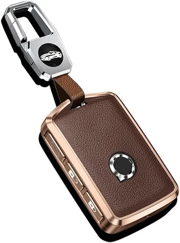 Miniatura 8 de Funda de llave de coche de textura de cuero de aleación con llavero se ajusta a Volvo XC90, XC60, XC40, S60, S90, V60, Polestar 1, T5 - Soporte