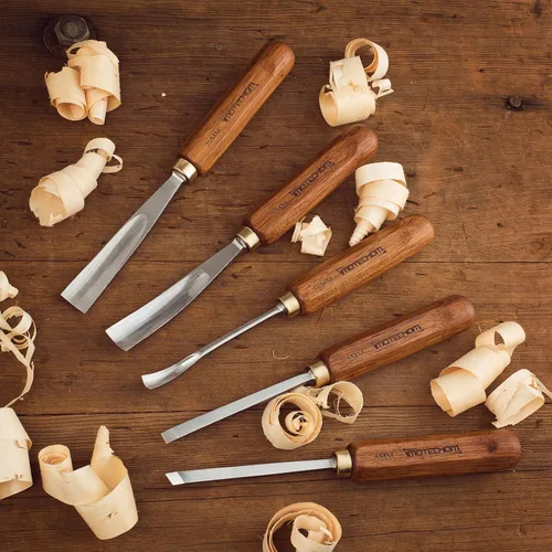 Miniatura 4 de Juego de 12 piezas de herramientas de tallado de madera para carpintería con caja de madera, cuchillas de acero CR-V 60 ultra afiladas