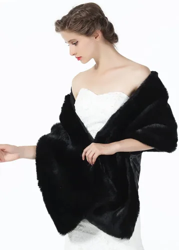 Miniatura 2 de Chal de piel sintética para bodas, mujeres, estola de novia, cubierta de invierno para damas de honor