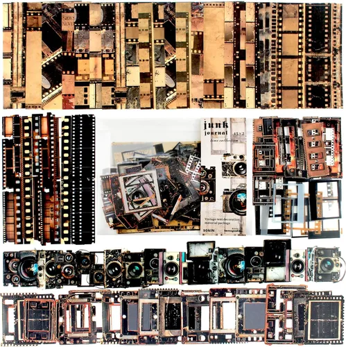 Kit de álbum de recortes vintage Diuhofart, 90 hojas con tema de cine de tiempo, calcomanías para álbum de recortes y papeles decorativos para