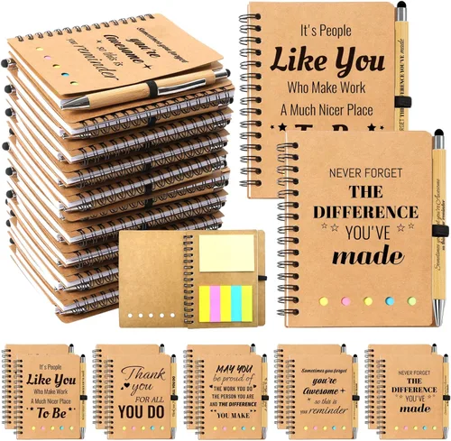 30 piezas de regalos de agradecimiento para empleados a granel - 15 juegos de cuadernos espirales inspiradores con bolígrafos motivacionales,