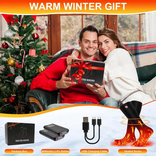 Miniatura 5 de SVPRO Calcetines calentados para hombres y mujeres, calcetines eléctricos recargables con batería, calcetines cálidos de invierno con 3 ajustes