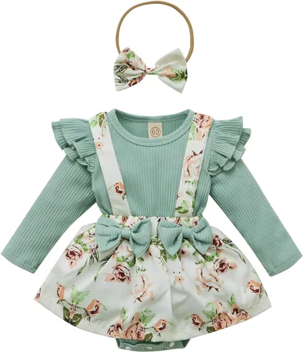 Miniatura 50 de Mameluco de encaje para bebé niña con volantes, manga larga, para recién nacido, otoño, invierno
