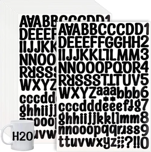 Miniatura 9 de 10 hojas, 440 piezas de letras termoadhesivas para ropa, letras de transferencia térmica de 2 pulgadas, letras de vinilo negro termoadhesivas