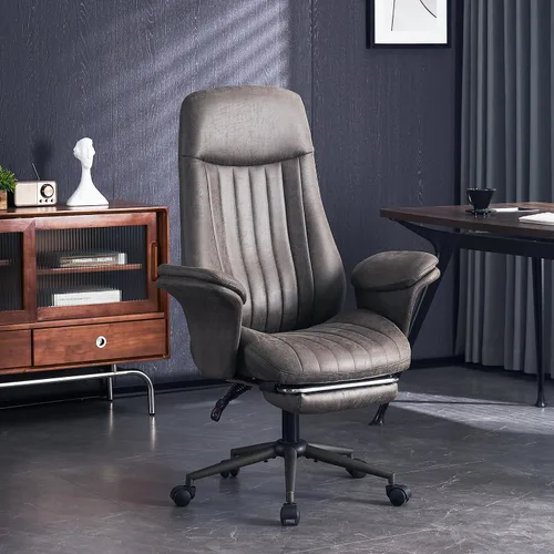Miniatura 10 de Silla de escritorio de oficina en casa con reposapiés, respaldo alto, silla ergonómica para computadora con soporte lumbar, silla giratoria