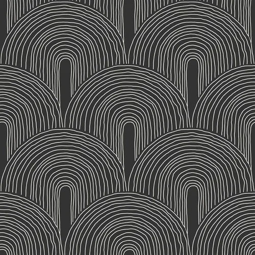 VEELIKE Papel tapiz geométrico bohemio de arcos negros para despegar y pegar, para dormitorio, sala de estar, 17.7 x 118 pulgadas, papel tapiz