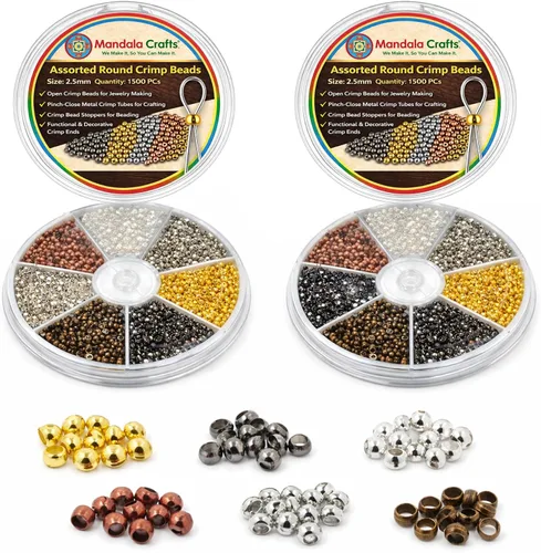Miniatura 9 de Mandala Crafts Cuentas engarzadas para joyería – 3000 piezas de 0.059 in 0.079 in 0.079 in 0.098 in tono dorado tubos crimpadores – topes de cuentas
