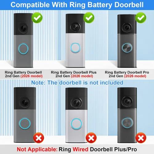 Miniatura 2 de Soporte antirrobo para timbre compatible con timbre de batería R-ing/Plus/Pro (modelo 2026)/timbre de video Tapo, soporte de montaje ajustable sin