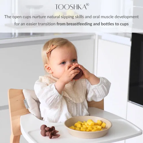 Miniatura 6 de Tooshka® Juego de utensilios para bebés (3 piezas) – Cucharas autónomas y taza pequeña – Silicona y BPA – Suministros de destete para bebés (BLW)