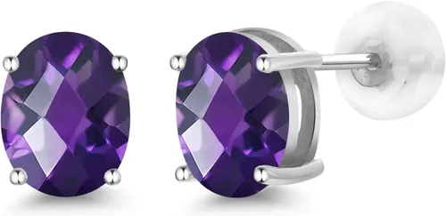Miniatura 66 de Gem Stone King Aretes de oro de 14 quilates con piedra natal ovalada de 0.315 x 0.236 in Aretes de oro para mujer