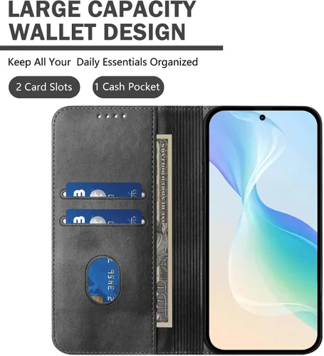 Miniatura 2 de Funda compatible con Motorola Moto E22 4G, compatible con Motorola Moto E22i 4G Card Slotting Wallet Phone Funda de cuero negro