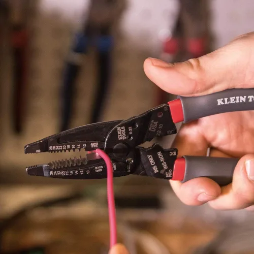 Miniatura 9 de Klein Tools 1019 Klein Kurve - Pelacables, crimpador/cortador, fabricado en Estados Unidos, herramienta de corte/crimpado/pelado para conectores B e