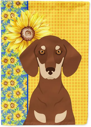 Miniatura 375 de Caroline's Treasures WDK5331CHF - Bandera de verano con diseño de girasoles rojos y blancos, manga grande, para porche, para colgar en la pared