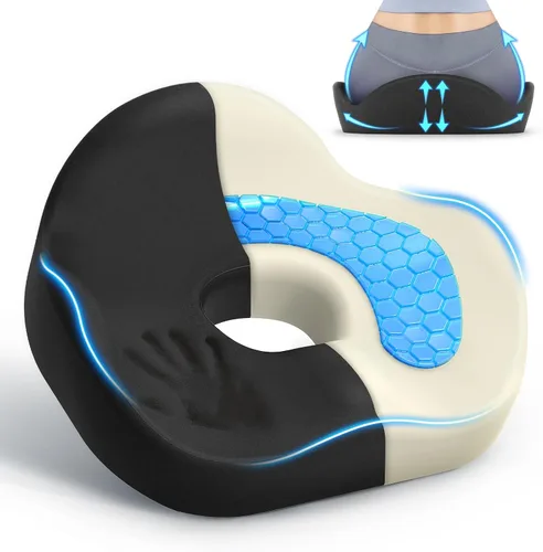 Cojín de asiento más grueso para silla de escritorio, coche, oficina, cojín de alivio de presión de gel refrescante en forma de U con diseño hueco,